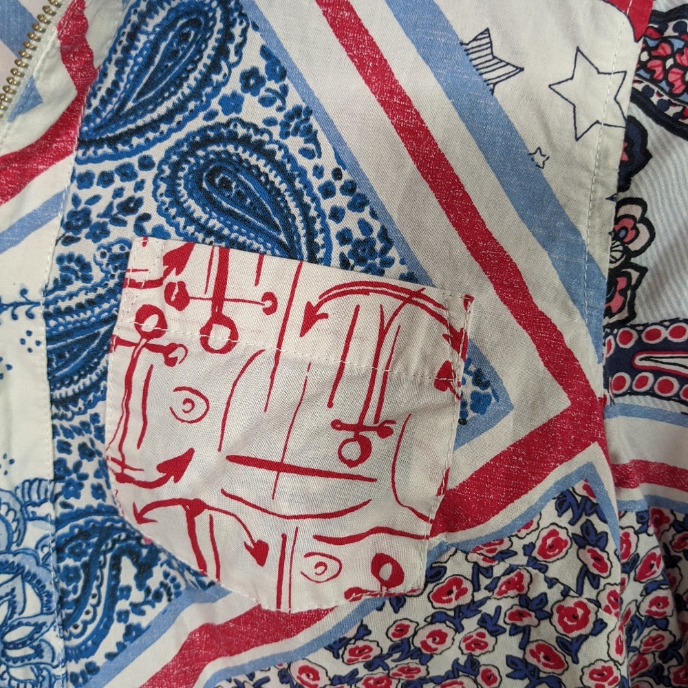 Tommy Hilfiger Patchwork Popover Zip Neck Blouse - image 2